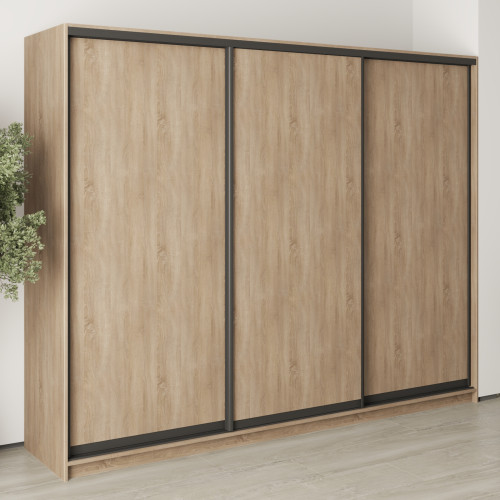 MebelStar Three-door wardrobe Uni BG 3DSP Sonoma Oak, 260x45x210 cm (MBS-7914)
