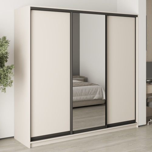 MebelStar Three-door wardrobe Combo BG 2DSP/Mirror Cashmere, 220x45x210 cm (MBS-9112)