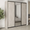 MebelStar Three-door wardrobe Combo BG 2DSP/Mirror Alaska gray, 220x60x240 cm (MBS-9702)