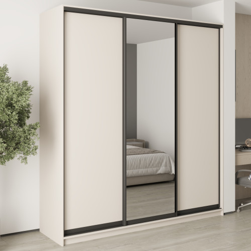 MebelStar Three-door wardrobe Combo BG 2DSP/Mirror Cashmere, 220x60x240 cm (MBS-9662)