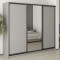 MebelStar Three-door wardrobe Uni BG 2DSP/Mirror Gray mouse, 240x45x210 cm (MBS-8024)
