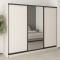 MebelStar Three-door wardrobe Uni BG 2DSP/Mirror Cashmere, 260x45x210 cm (MBS-7994)