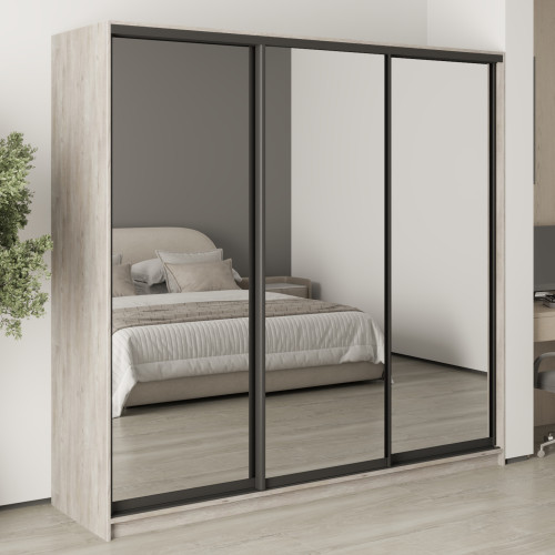 MebelStar Three-door wardrobe Combo BG 3 Mirrors Alaska gray, 220x60x210 cm (MBS-9342)