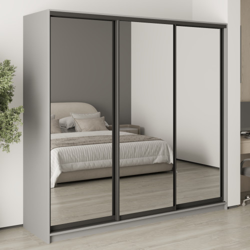 MebelStar Three-door wardrobe Combo BG 3 Mirrors Gray mouse, 220x45x210 cm (MBS-9372)