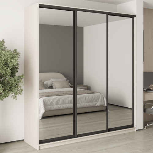 Шафа-купе тридверна MebelStar Комбо BG 3 Дзеркала 220x45x240 см Кашемір (MBS-9832)