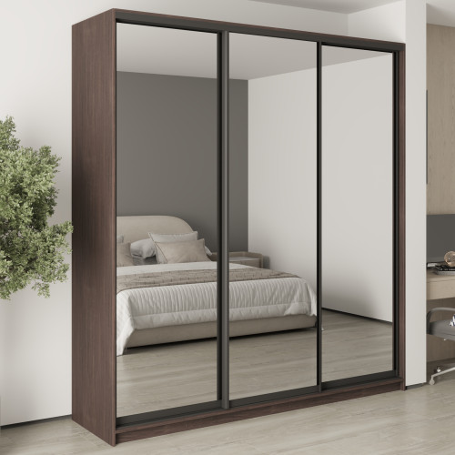 Шафа-купе тридверна MebelStar Комбо BG 3 Дзеркала 220x60x240 см Дуб рістрето (MBS-9902)