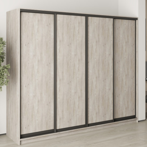 MebelStar Four-door wardrobe Standard BG 4DSP Alaska gray, 250x60x210 cm (MBS-11742)