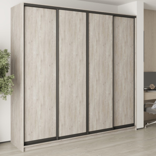 MebelStar Four-door wardrobe Standard BG 4DSP Alaska gray, 250x45x240 cm (MBS-12602)