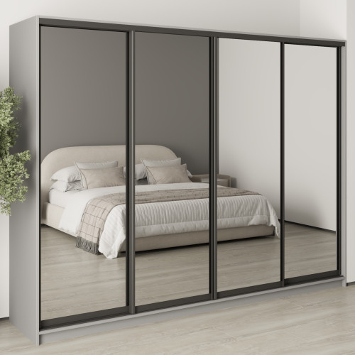 MebelStar Four-door wardrobe Standard BG 4 Mirrors Gray mouse, 270x45x210 cm (MBS-11932)