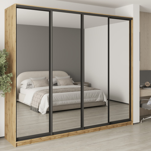 MebelStar Four-door wardrobe Combo BG 4 Mirrors Tahoe Oak, 270x60x240 cm (MBS-13032)