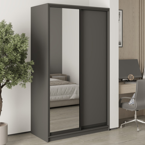 Шкаф-купе двухдверный MebelStar Уни BG ДСП/Зеркало 120x60x210 см Антрацит (MBS-11362)