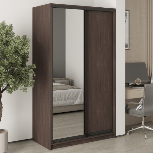 MebelStar Two-door wardrobe Standard BG DSP/Mirror Ristreto Oak, 120x45x210 cm (MBS-11022)