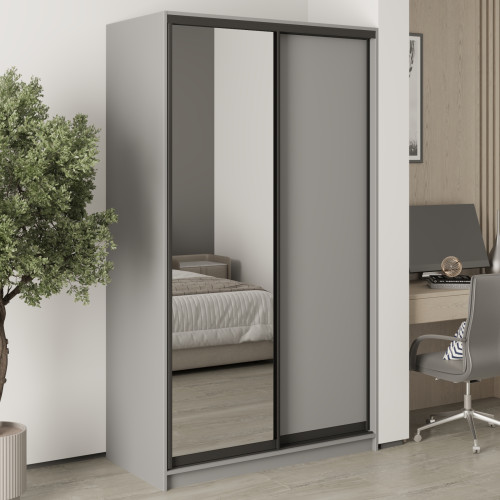 MebelStar Two-door wardrobe Standard BG DSP/Mirror Gray mouse, 120x60x210 cm (MBS-11112)