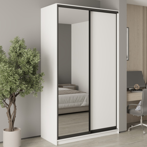 MebelStar Two-door wardrobe Standard BG DSP/Mirror Alaska white, 140x45x240 cm (MBS-10142)