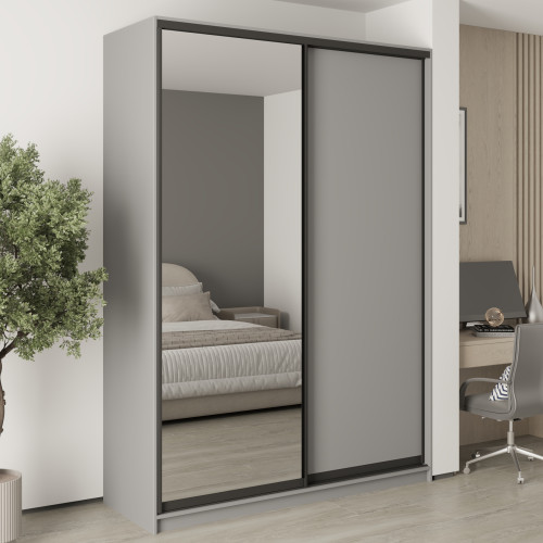 MebelStar Two-door wardrobe Standard BG DSP/Mirror Gray mouse, 170x45x240 cm (MBS-10172)