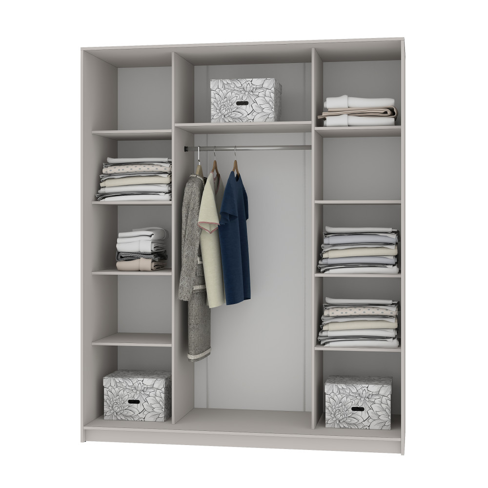 MebelStar Two-door wardrobe Combo BG DSP/Mirror Alaska white, 170x60x210 cm (MBS-11582)