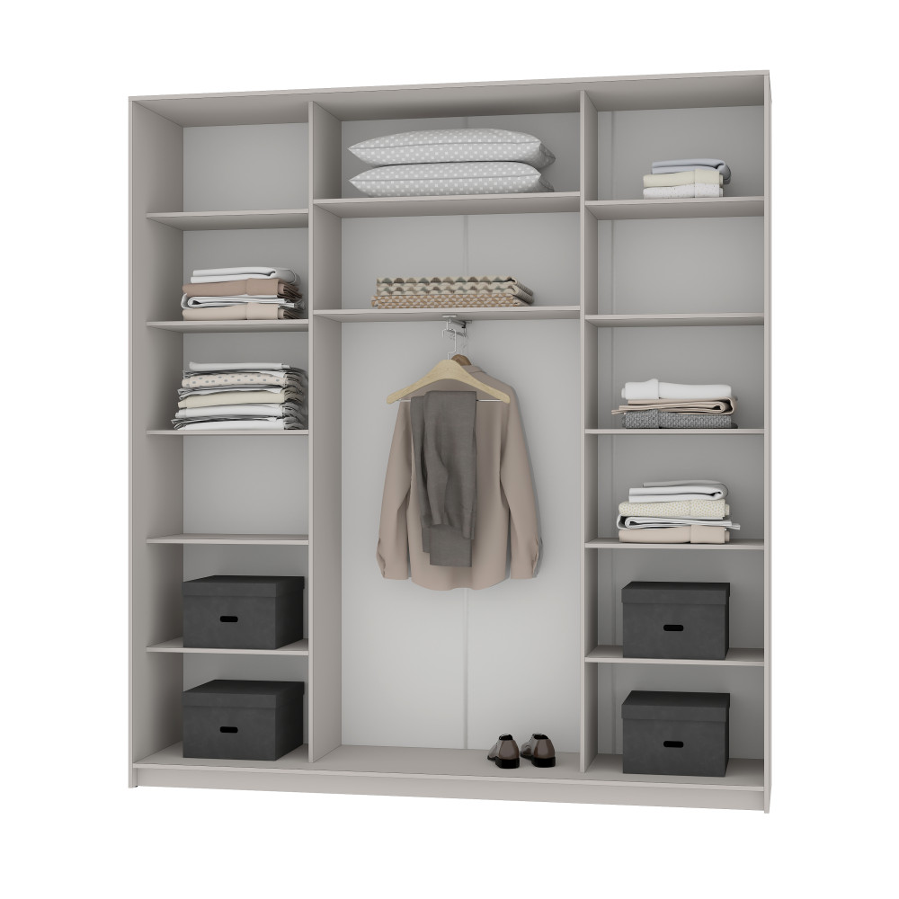 Шафа-купе тридверна MebelStar Комбо BG 3ДСП 220x45x240 см Бетон (MBS-9492)