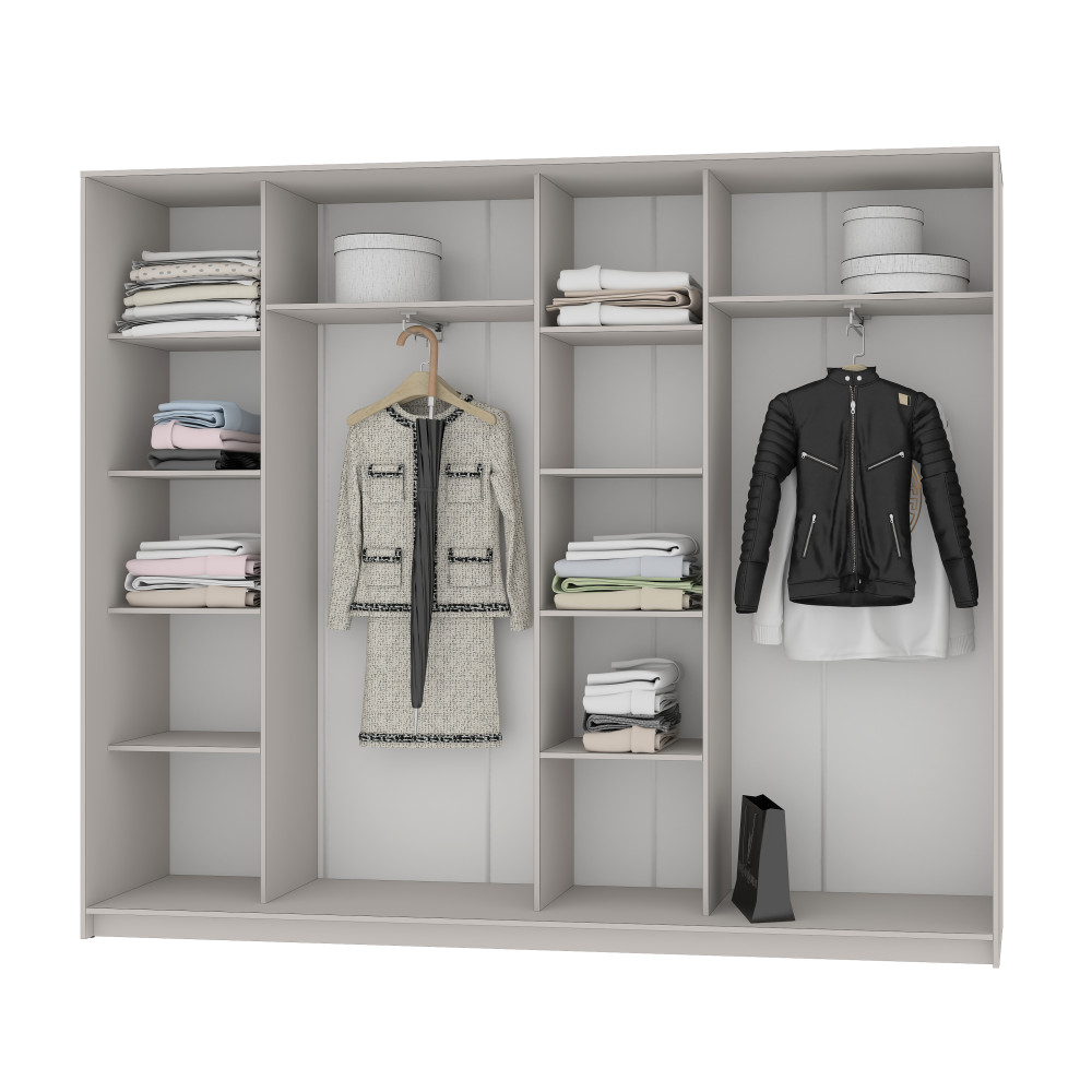 MebelStar Four-door wardrobe Standard BG 4DSP Alaska white, 250x45x210 cm (MBS-11762)
