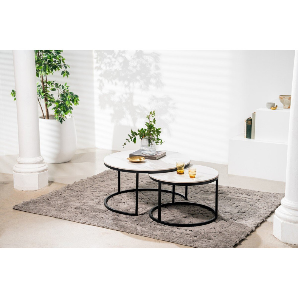 Комплект журнальных столов Vetro CT-35 Лоренза Каса белый/Черный (VTR-1179)