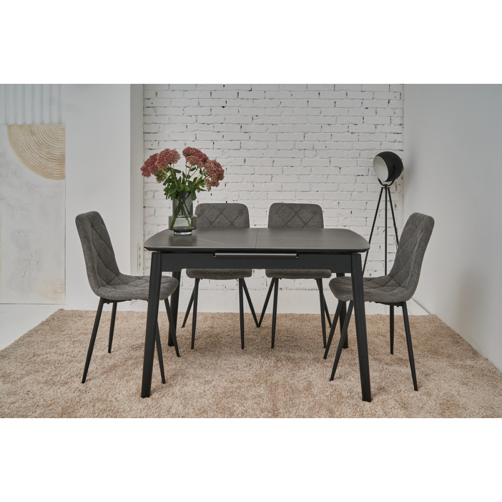 Обеденный керамический стол Vetro TM-76 Петра грей/Черный (VTR-1191)