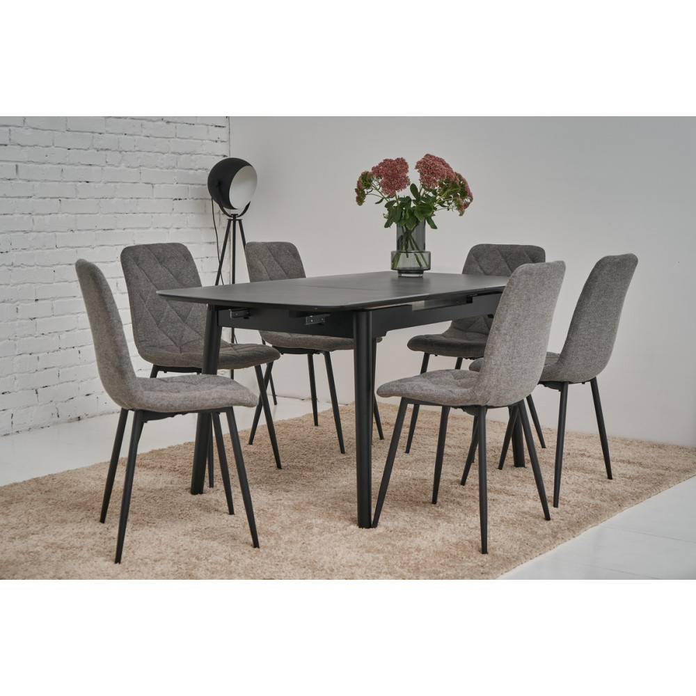 Обеденный керамический стол Vetro TM-76 Петра грей/Черный (VTR-1191)