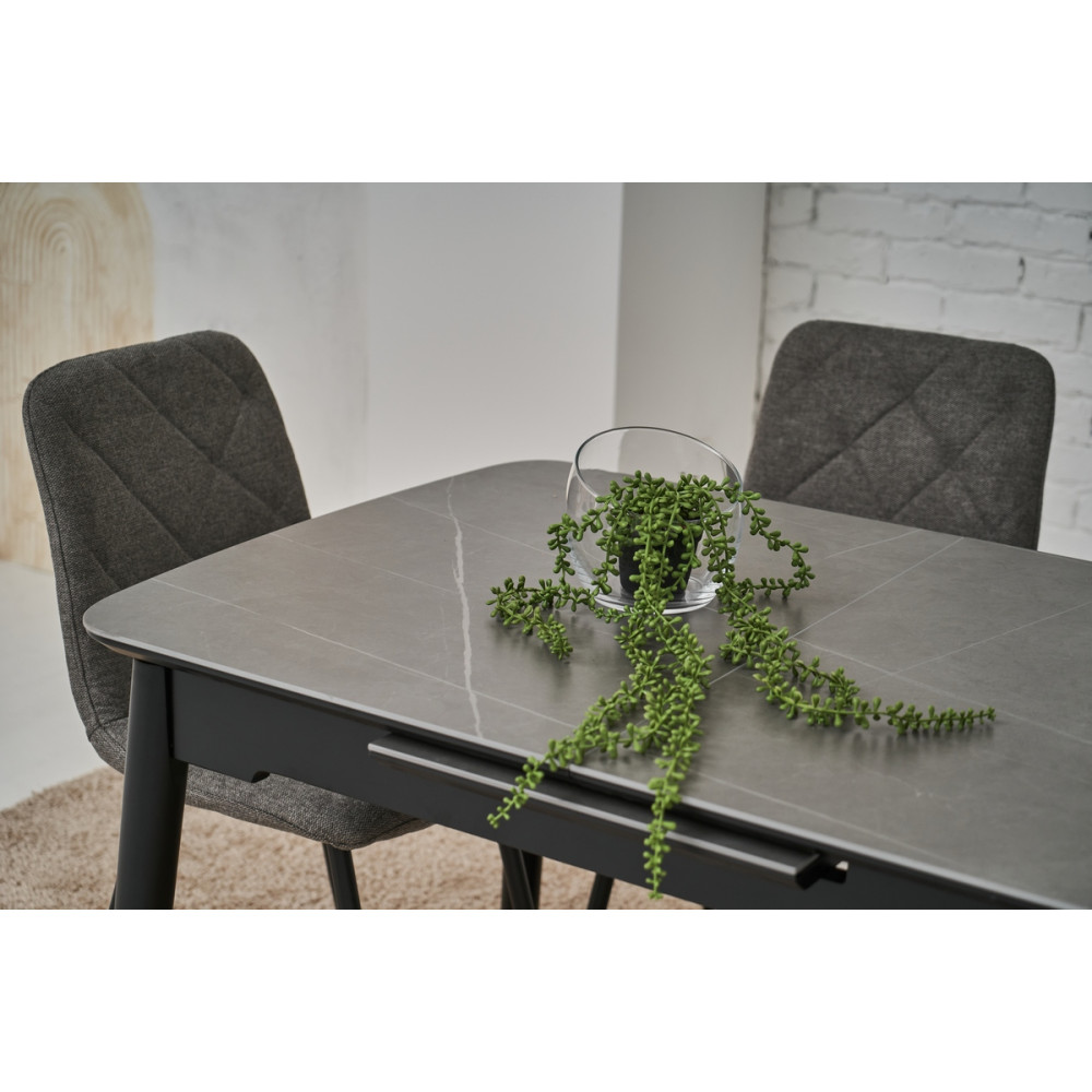 Обеденный керамический стол Vetro TM-76 Петра грей/Черный (VTR-1191)