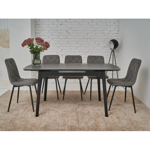 Обеденный керамический стол Vetro TM-76 Петра грей/Черный (VTR-1191)