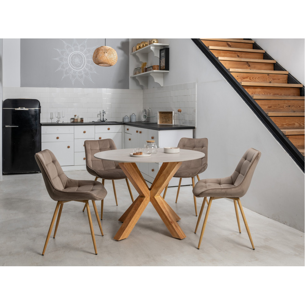 Обеденный керамический стол Vetro TM-237 Вуд вейн/Натуральный каучук (VTR-1201)