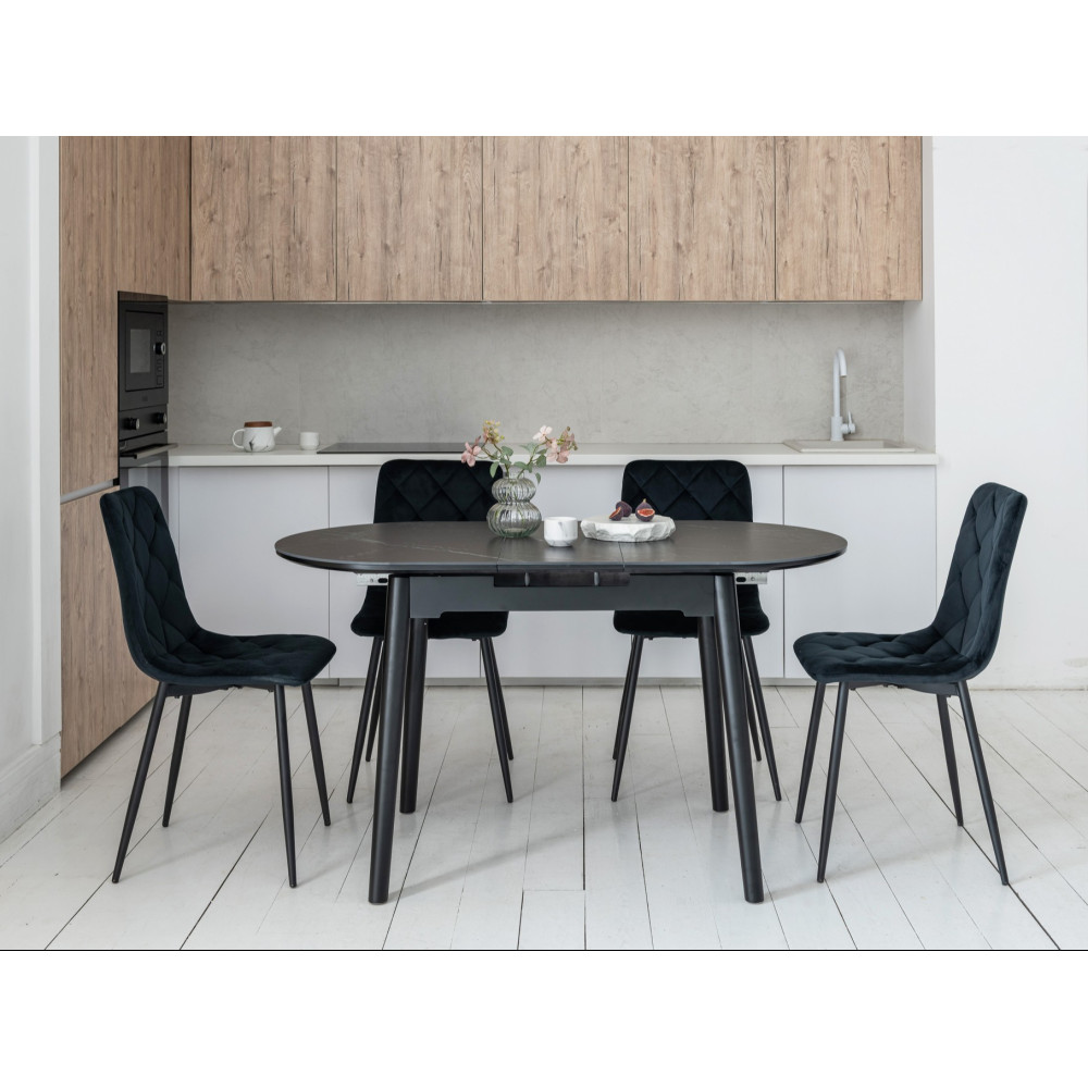 Обеденный керамический стол Vetro TM-85 Черный оникс/Черный (VTR-1211)