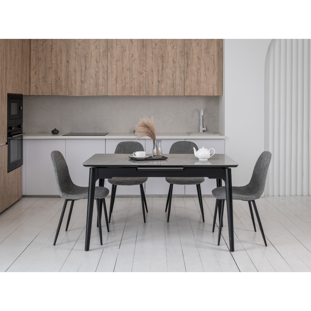 Обеденный керамический стол Vetro TM-89 Серая керамика/Черный (VTR-1221)