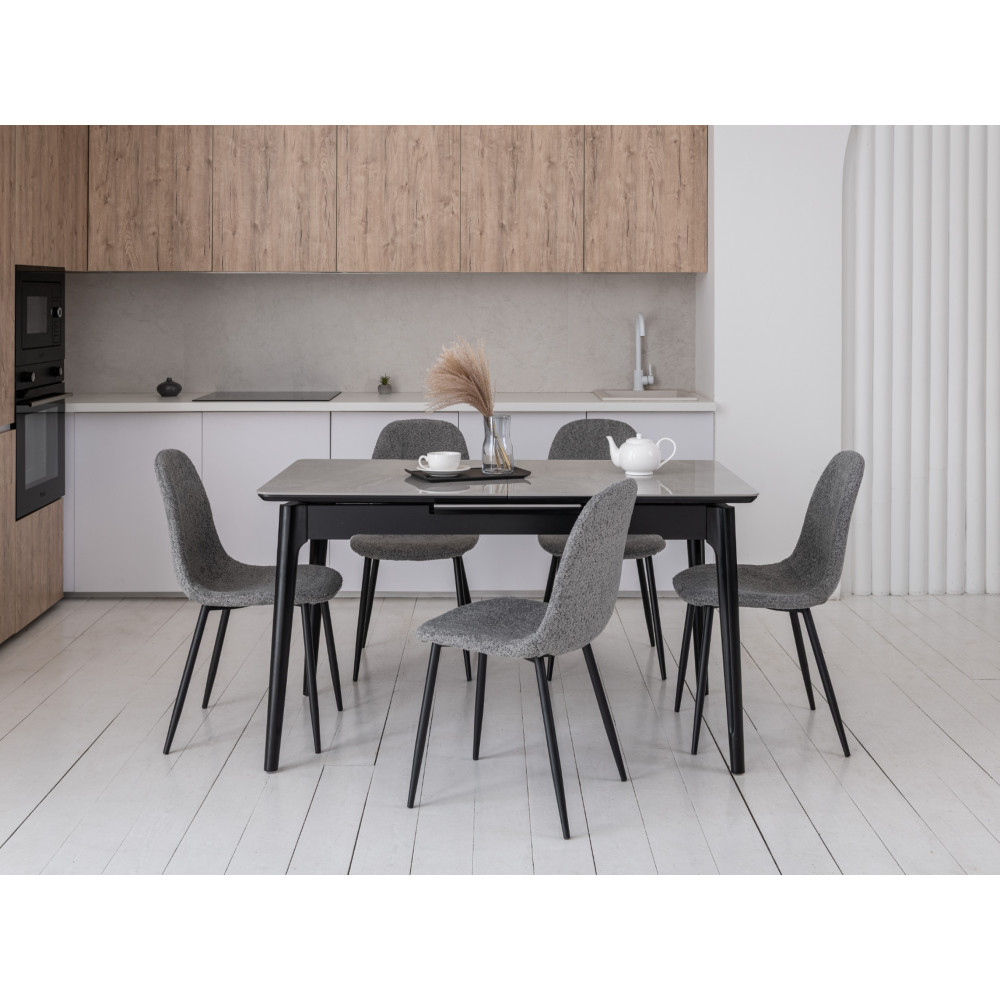 Обеденный керамический стол Vetro TM-89 Серая керамика/Черный (VTR-1221)