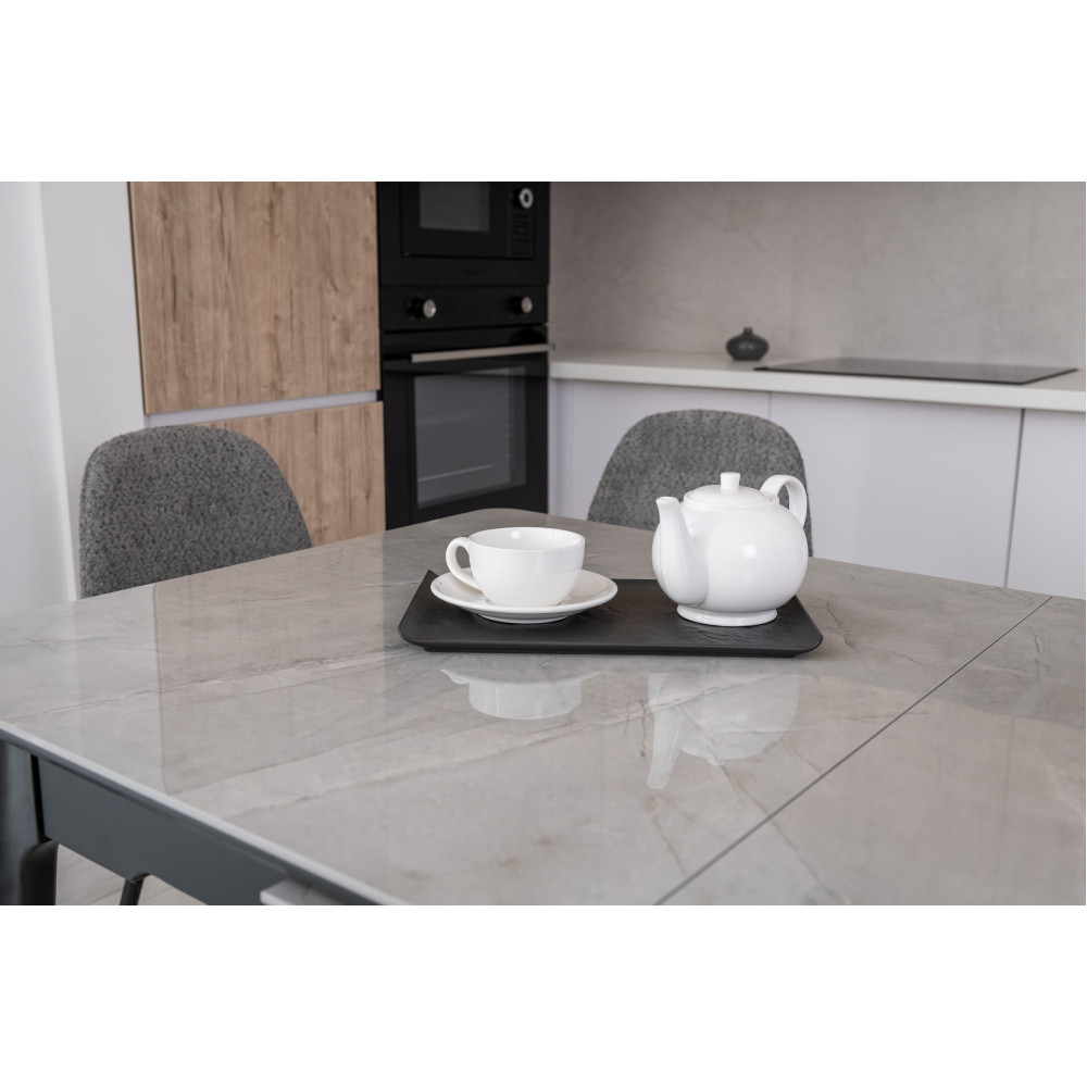 Обеденный керамический стол Vetro TM-89 Серая керамика/Черный (VTR-1221)