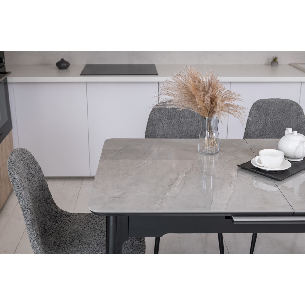 Обеденный керамический стол Vetro TM-89 Серая керамика/Черный (VTR-1221)