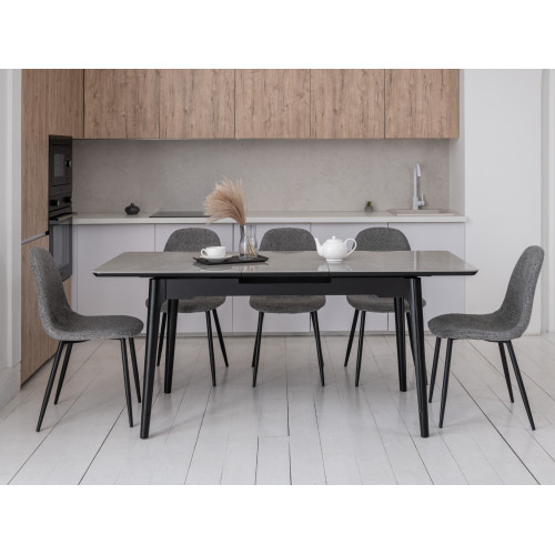 Обеденный керамический стол Vetro TM-89 Серая керамика/Черный (VTR-1221)