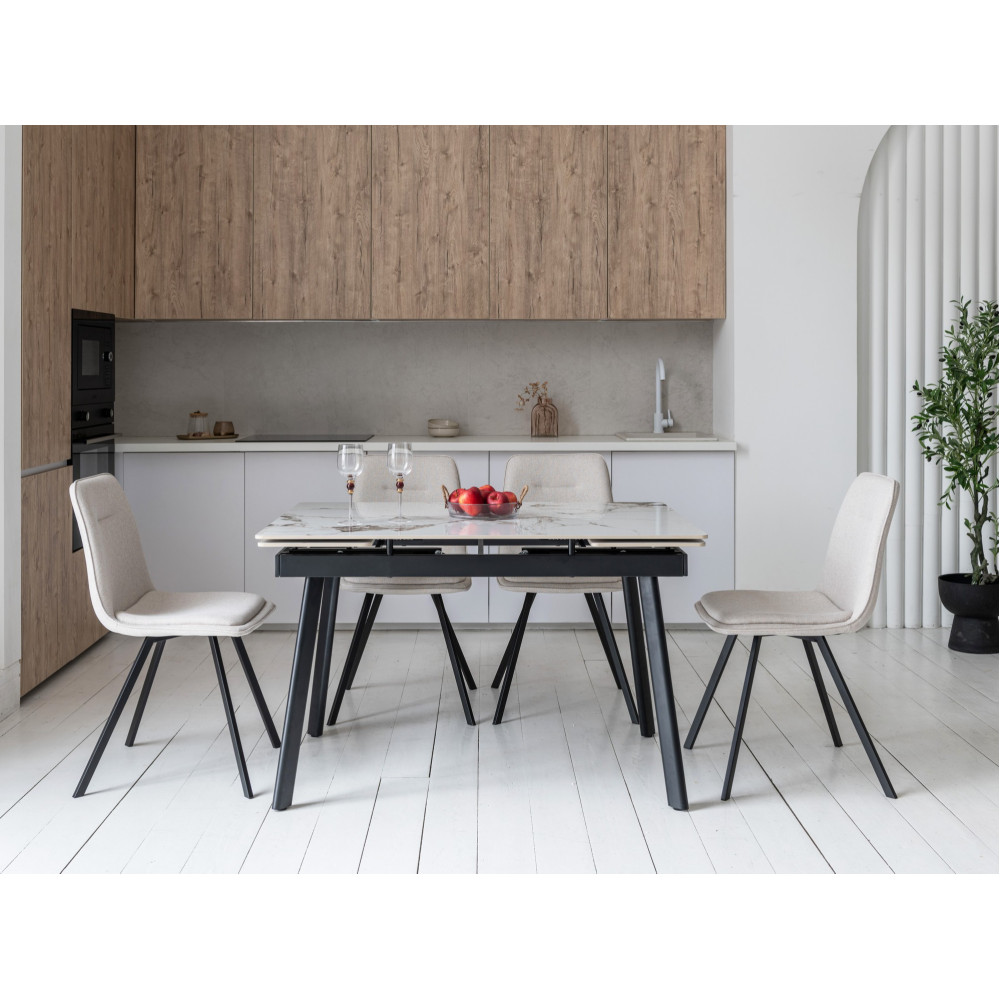 Обеденный керамический стол Vetro TM-98-1 Панда вайт/черный (VTR-1231)