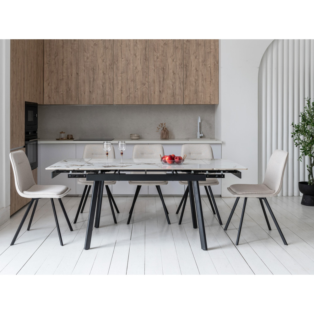 Обеденный керамический стол Vetro TM-98-1 Панда вайт/черный (VTR-1231)