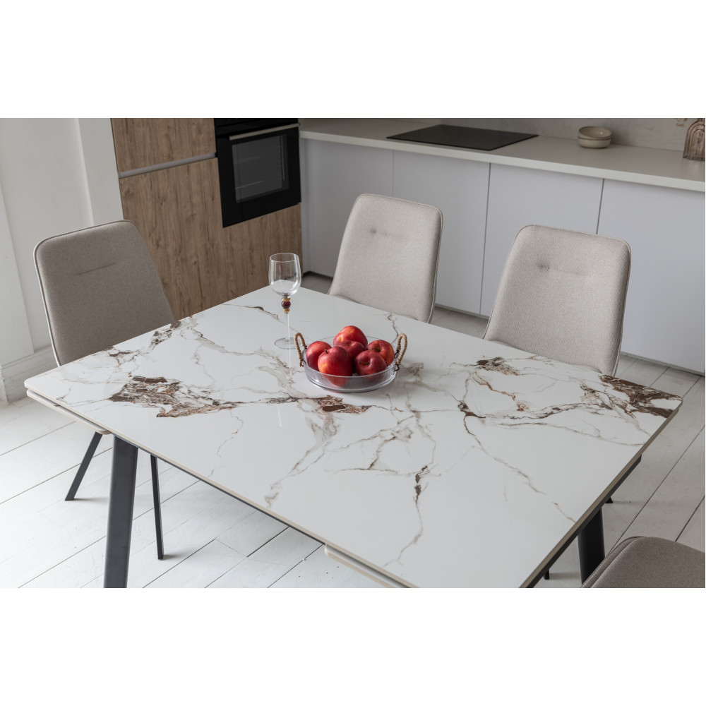 Обеденный керамический стол Vetro TM-98-1 Панда вайт/черный (VTR-1231)