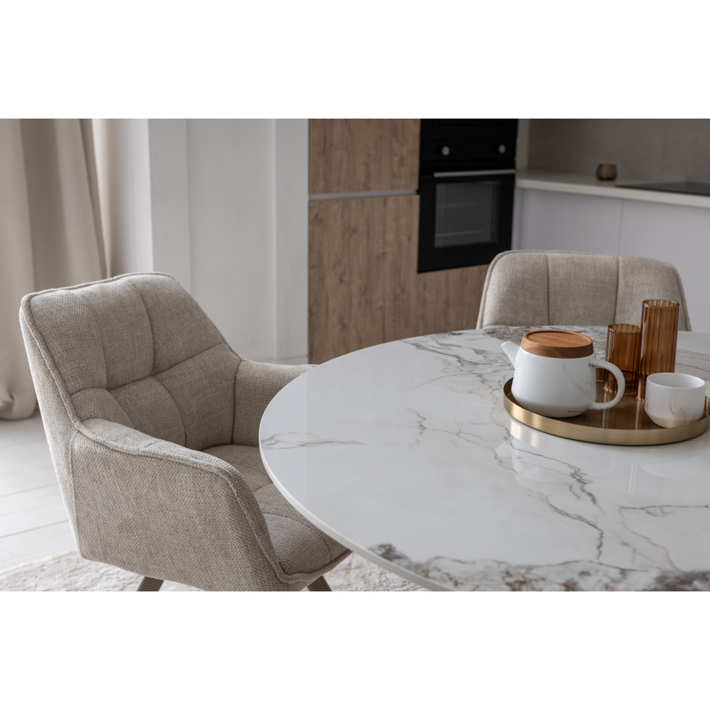 Обеденный керамический стол Vetro Квинто TM-300 Голден сэнд/Дуб (VTR-1241)