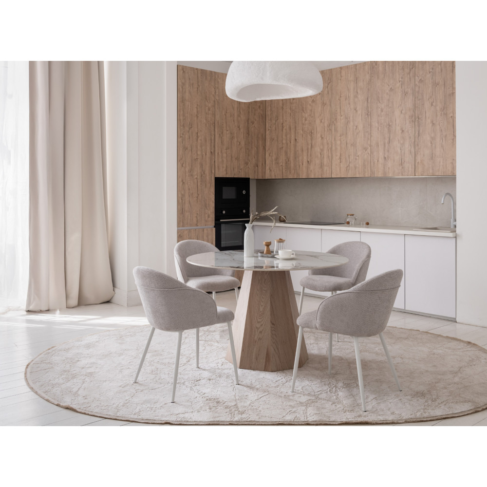 Обеденный керамический стол Vetro Квинто TM-300 Голден сэнд/Дуб (VTR-1241)