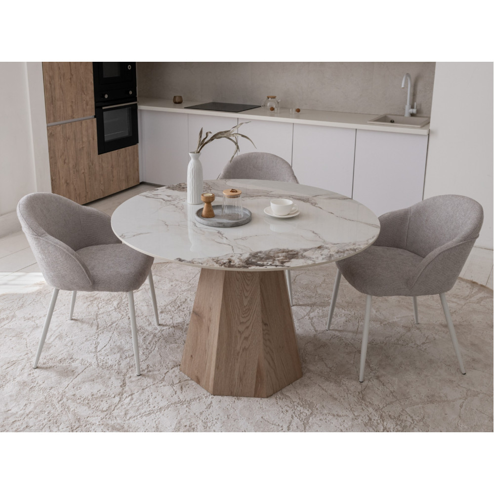 Обеденный керамический стол Vetro Квинто TM-300 Голден сэнд/Дуб (VTR-1241)