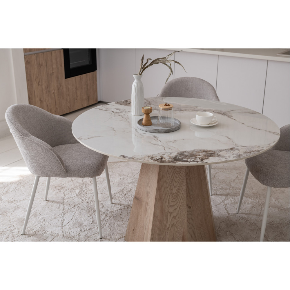 Обеденный керамический стол Vetro Квинто TM-300 Голден сэнд/Дуб (VTR-1241)