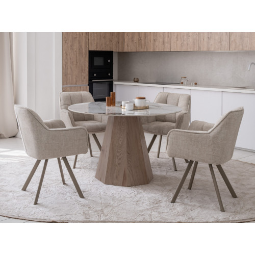 Обеденный керамический стол Vetro Квинто TM-300 Голден сэнд/Дуб (VTR-1241)