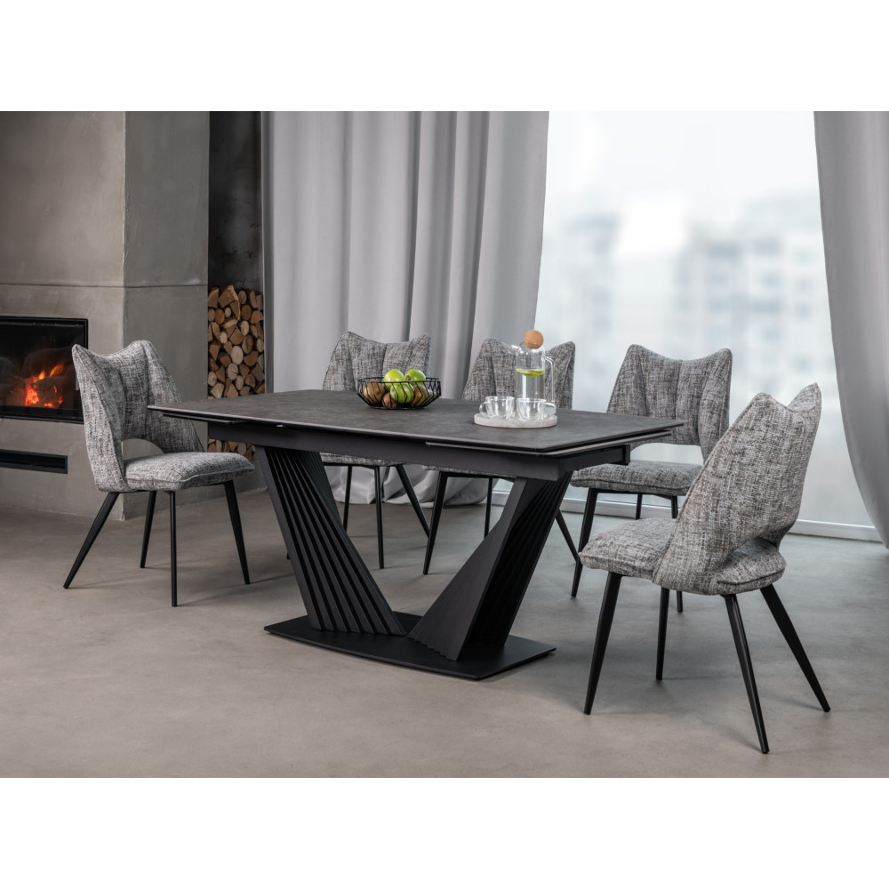 Обеденный керамический стол Vetro Феличе TML-1000 Грей шторм/Черный (VTR-1271)