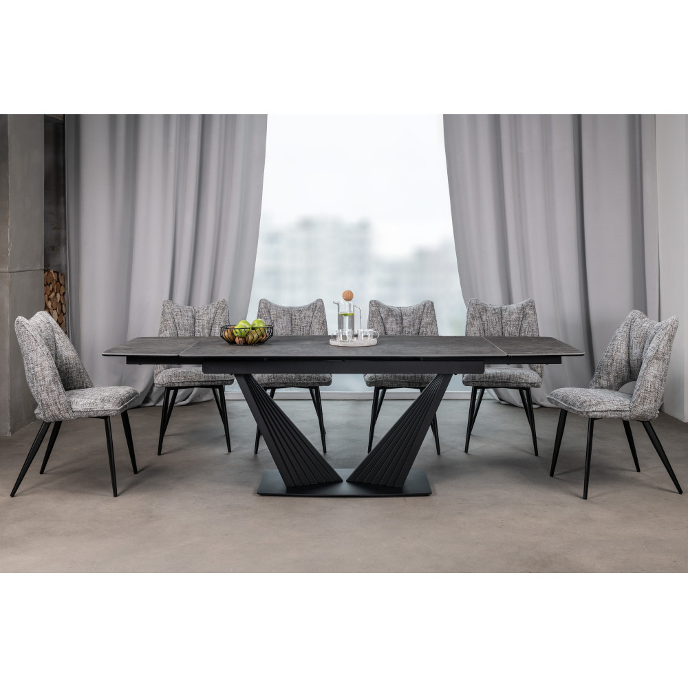 Обеденный керамический стол Vetro Феличе TML-1000 Грей шторм/Черный (VTR-1271)