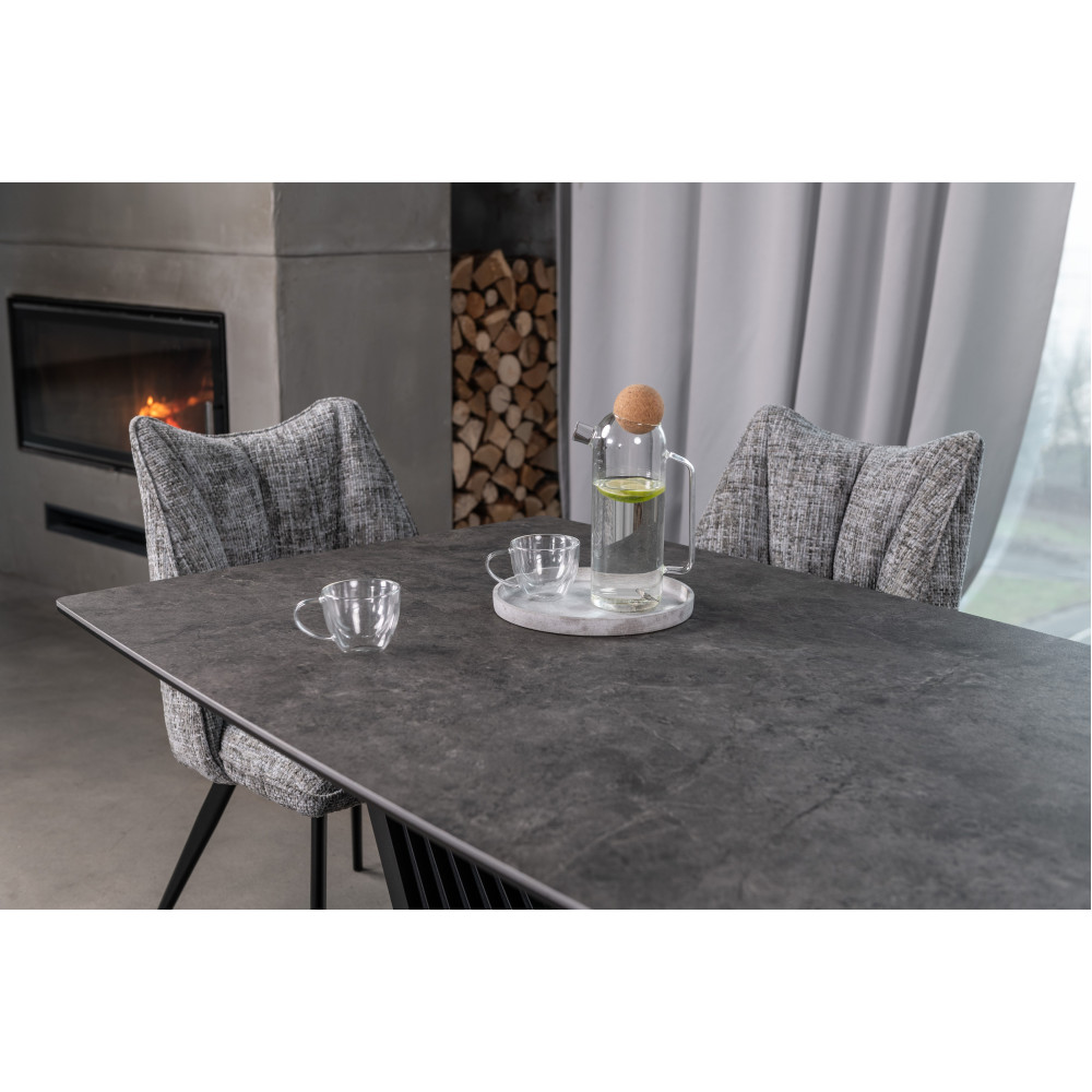 Обеденный керамический стол Vetro Феличе TML-1000 Грей шторм/Черный (VTR-1271)