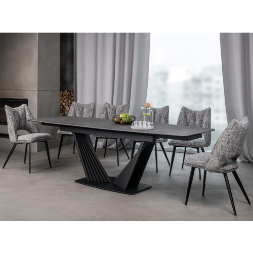 Обеденный керамический стол Vetro Феличе TML-1000 Грей шторм/Черный (VTR-1271)