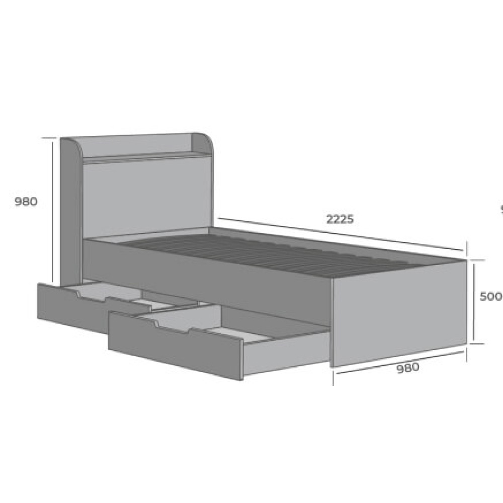 Кровать односпальная MebelStar Адель с ящиками 90x200 см Кашемир (MBS-1419)