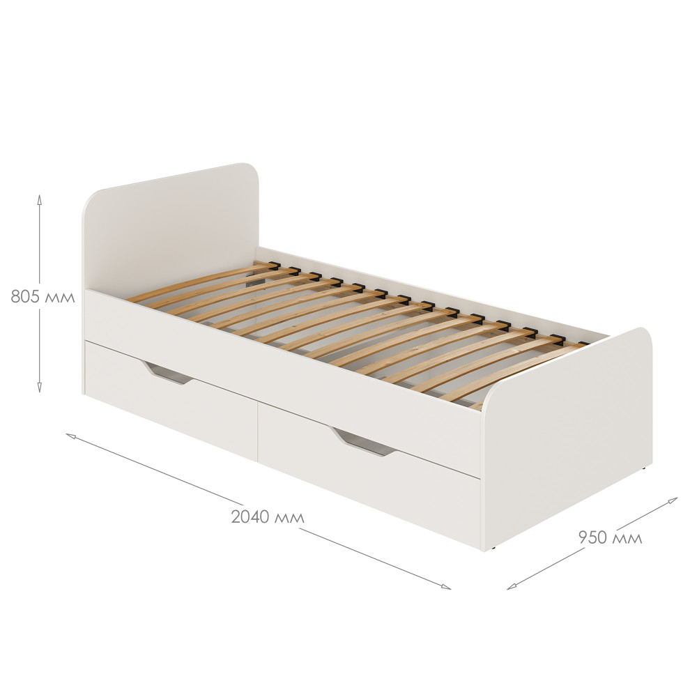 Кровать односпальная MebelStar Лилу с ящиками 90x200 см Серая мышка (MBS-1350)