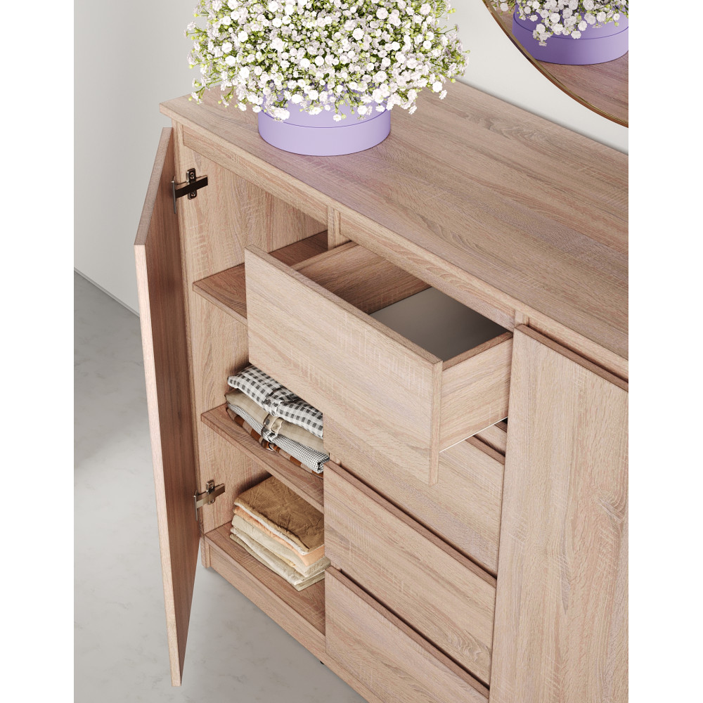 Комод в спальню MebelStar Нео 2Д4Ш 120x43x98 см Дуб сонома (MBS-1010)