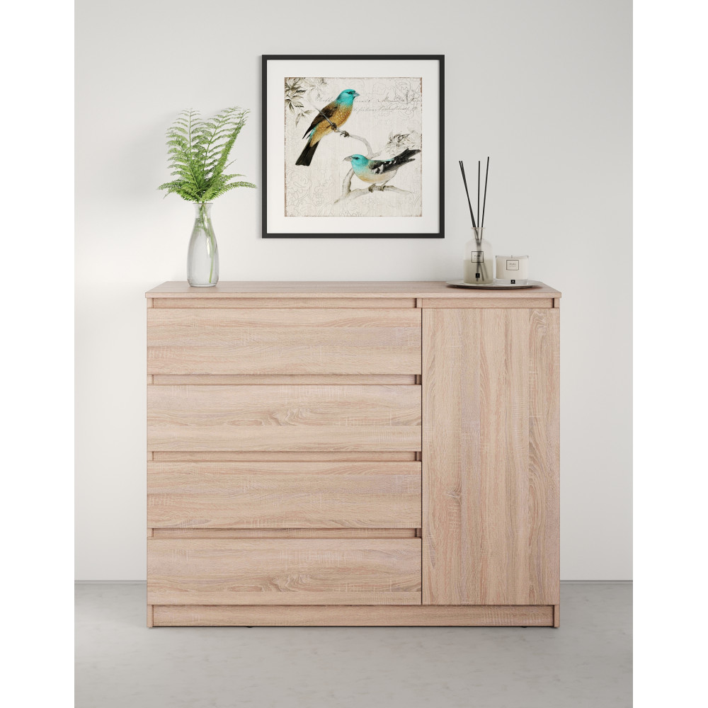 Комод в спальню MebelStar Нео 1Д4Ш 120x43x98 см Дуб сонома (MBS-1050)